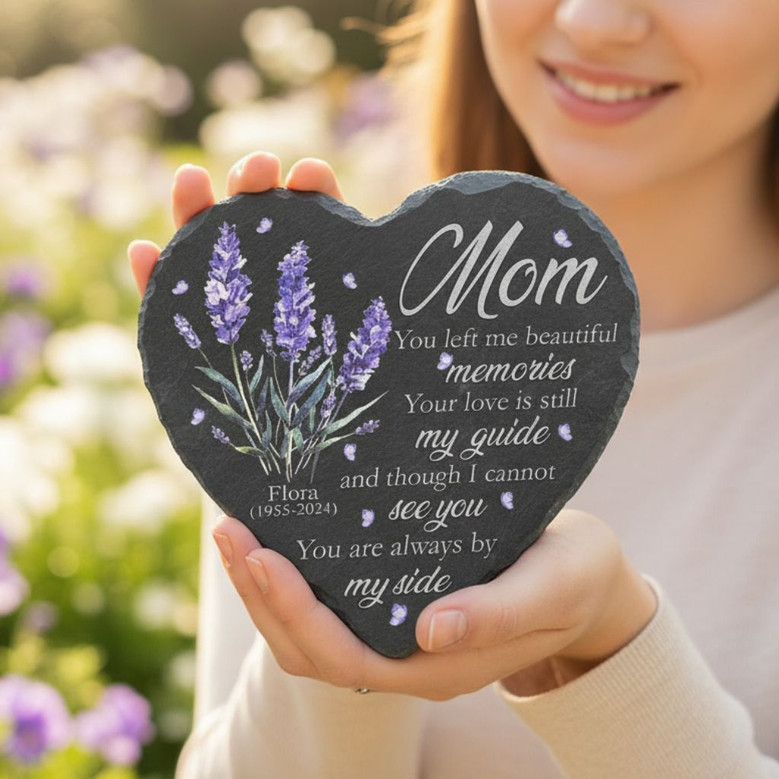 Mom Eternal Love Custom Heart Slate Memorial Garden Stone Mom Eternal Love Custom Heart Slate Memorial Garden Stone