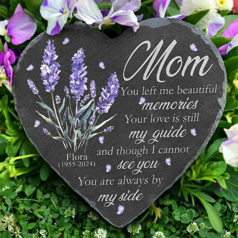 Mom Eternal Love Custom Heart Slate Memorial Garden Stone Mom Eternal Love Custom Heart Slate Memorial Garden Stone