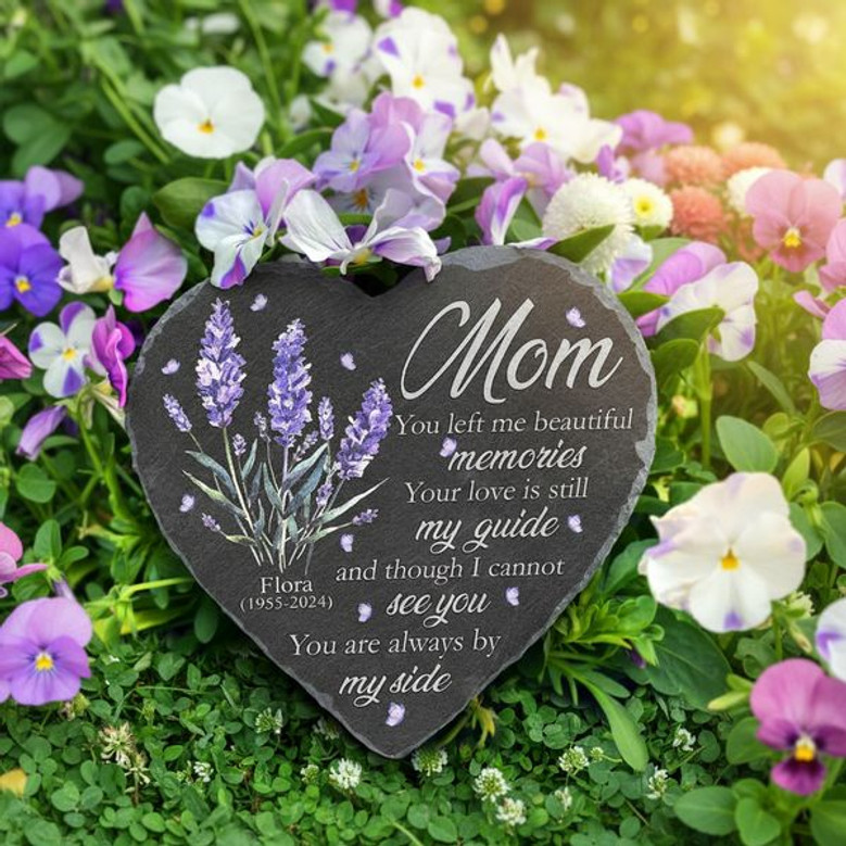 Mom Eternal Love Custom Heart Slate Memorial Garden Stone Mom Eternal Love Custom Heart Slate Memorial Garden Stone