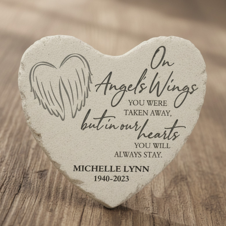 On Angels Wings Memorial Garden Stone Soulful Sympathy Gift