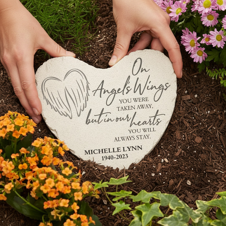 On Angels Wings Memorial Garden Stone Soulful Sympathy Gift