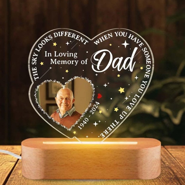 Personalized Dad Memorial Night Light Photo Sympathy Gift Personalized Dad Memorial Night Light Photo Sympathy Gift