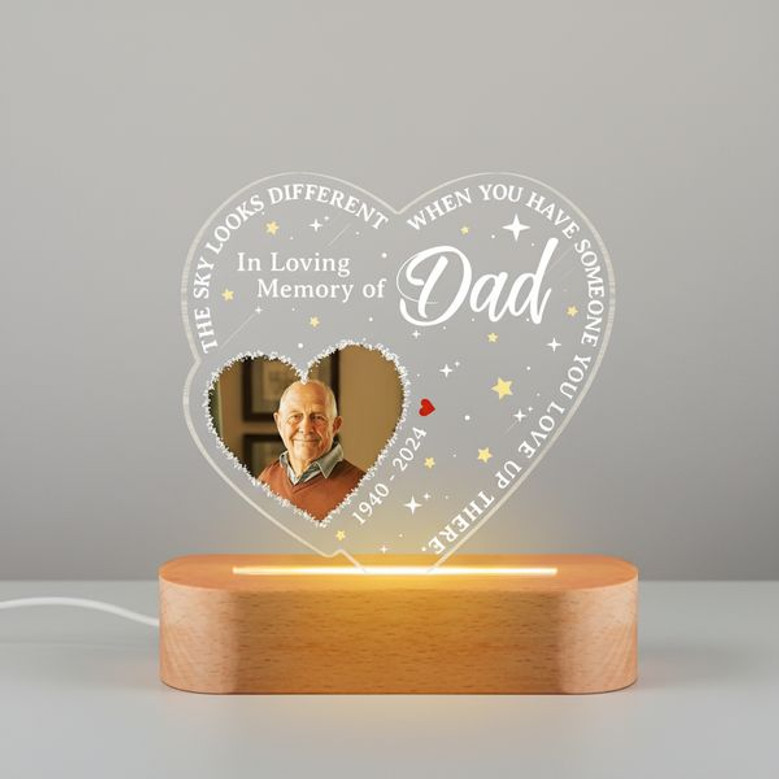 Personalized Dad Memorial Night Light Photo Sympathy Gift Personalized Dad Memorial Night Light Photo Sympathy Gift