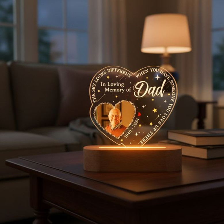 Personalized Dad Memorial Night Light Photo Sympathy Gift Personalized Dad Memorial Night Light Photo Sympathy Gift