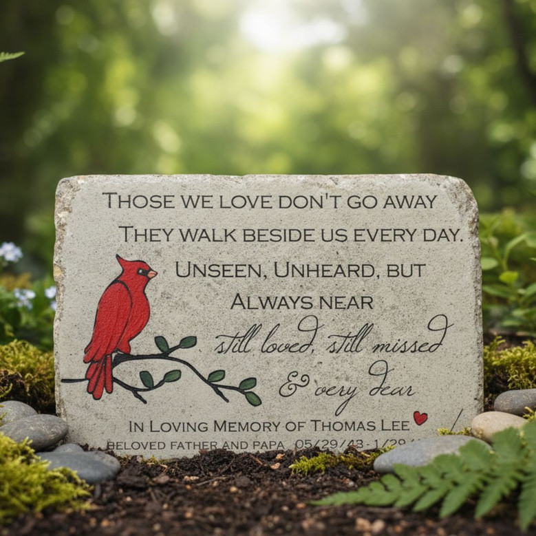 Personalized Memorial Garden Stone Cardinal – In Loving Memory Gift