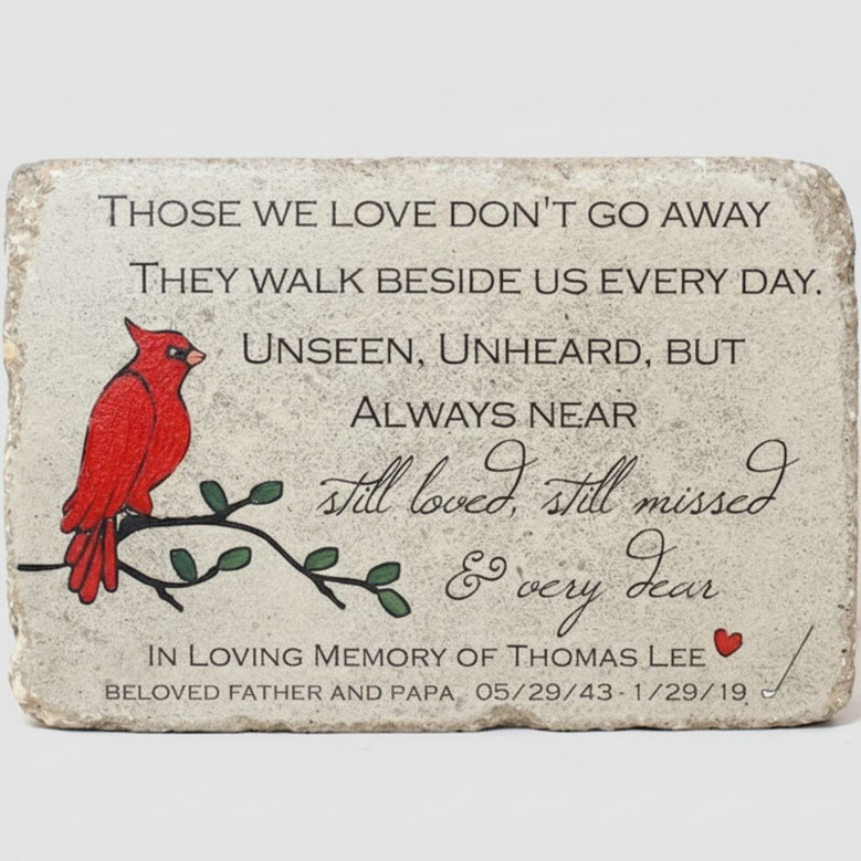 Personalized Memorial Garden Stone Cardinal – In Loving Memory Gift