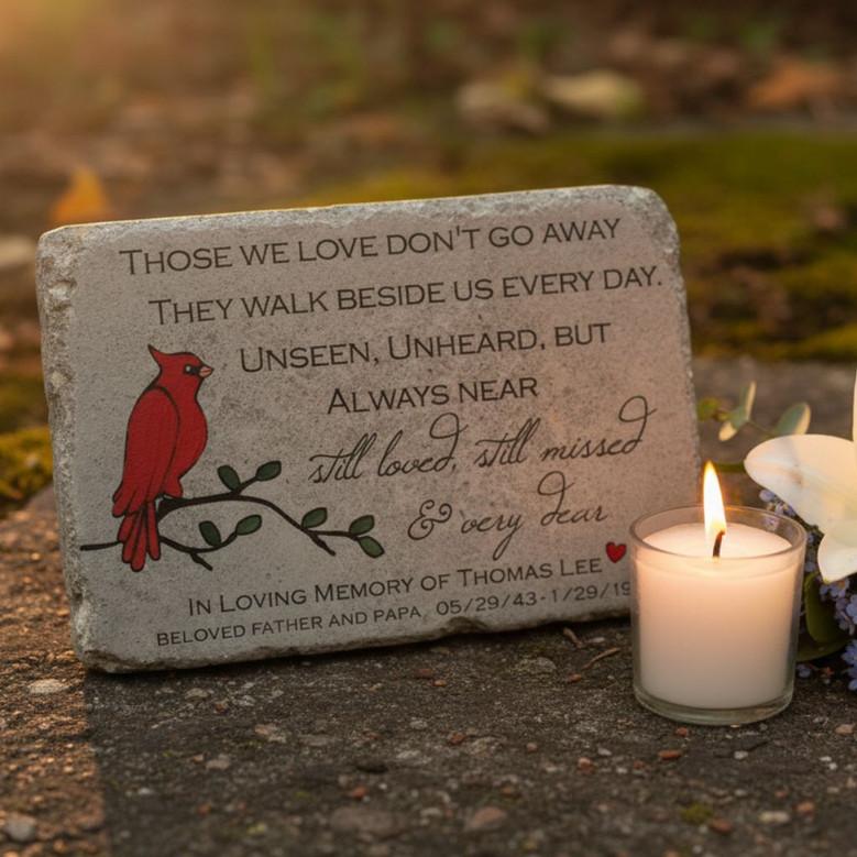 Personalized Memorial Garden Stone Cardinal – In Loving Memory Gift