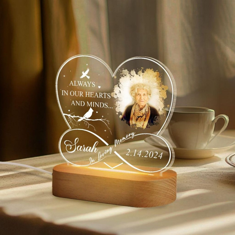 Personalized Memorial Infinity Heart Night Light Photo Sympathy Personalized Memorial Infinity Heart Night Light Photo Sympathy