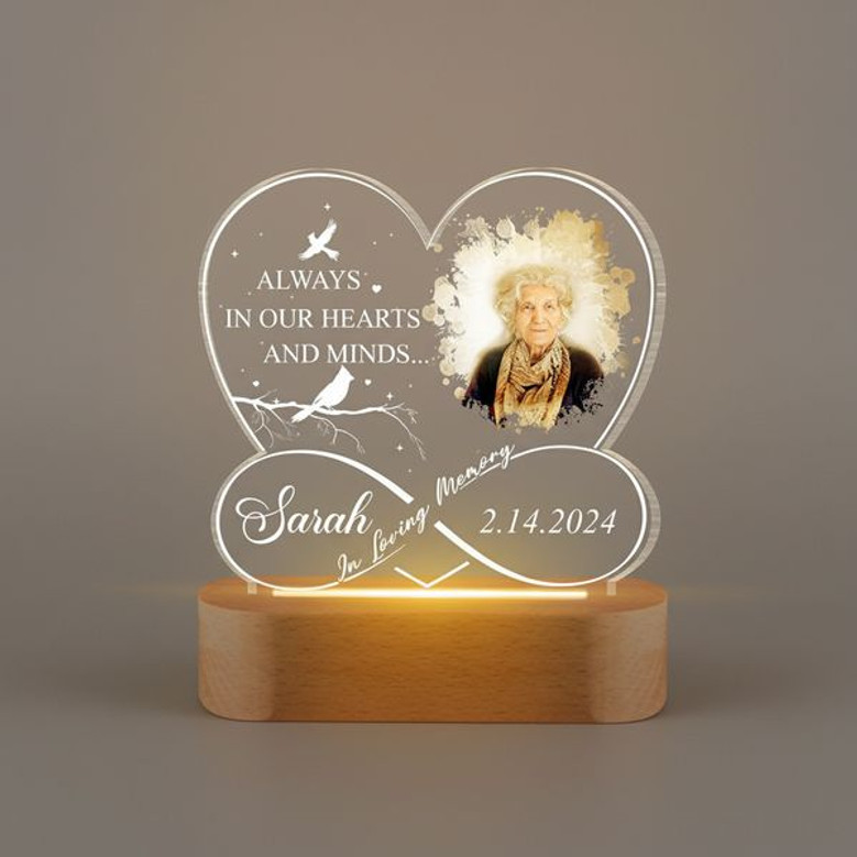 Personalized Memorial Infinity Heart Night Light Photo Sympathy Personalized Memorial Infinity Heart Night Light Photo Sympathy