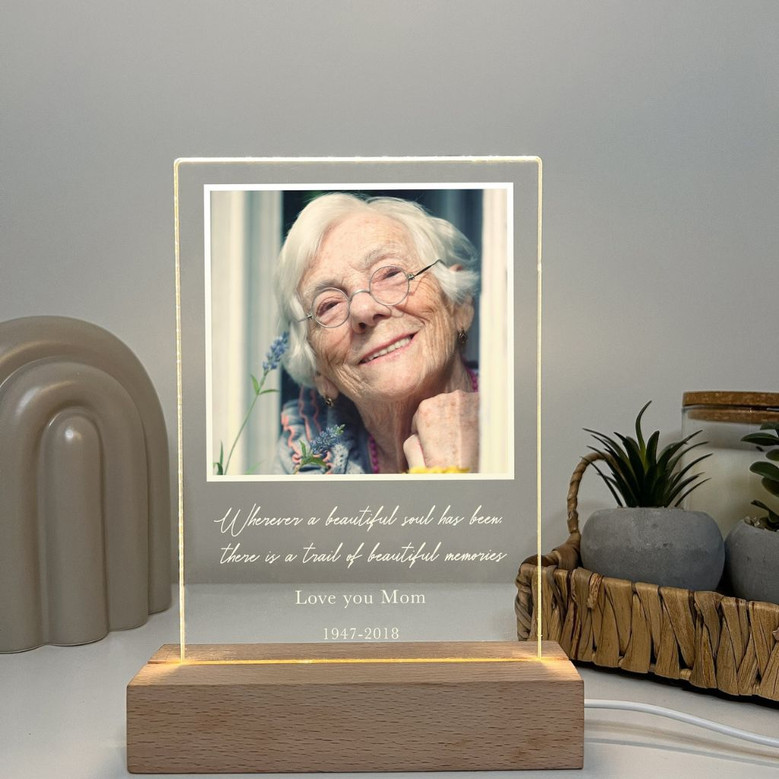 Personalized Mom Memorial Photo LED Light – In Loving Memory Personalized Mom Memorial Photo LED Light – In Loving Memory