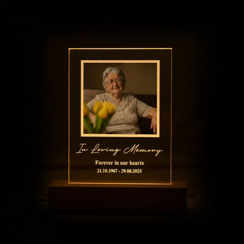 Radiant Acrylic Photo Frame Unique Memorial Night Light
