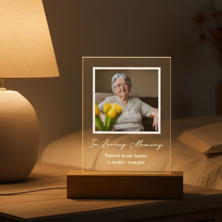 Radiant Acrylic Photo Frame Unique Memorial Night Light