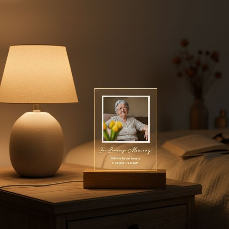 Radiant Acrylic Photo Frame Unique Memorial Night Light