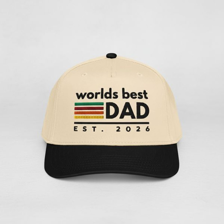Retro Worlds Best Dad Est - Embroidered Mid Profile Baseball Cap