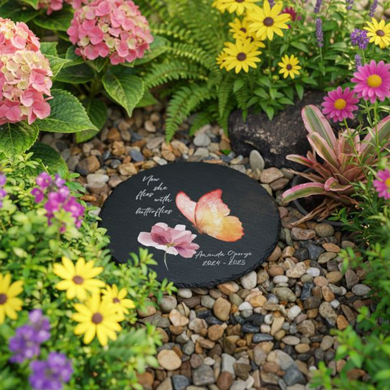 She Flies With Butterflies Heartfelt Memorial Garden Stone She Flies With Butterflies Heartfelt Memorial Garden Stone