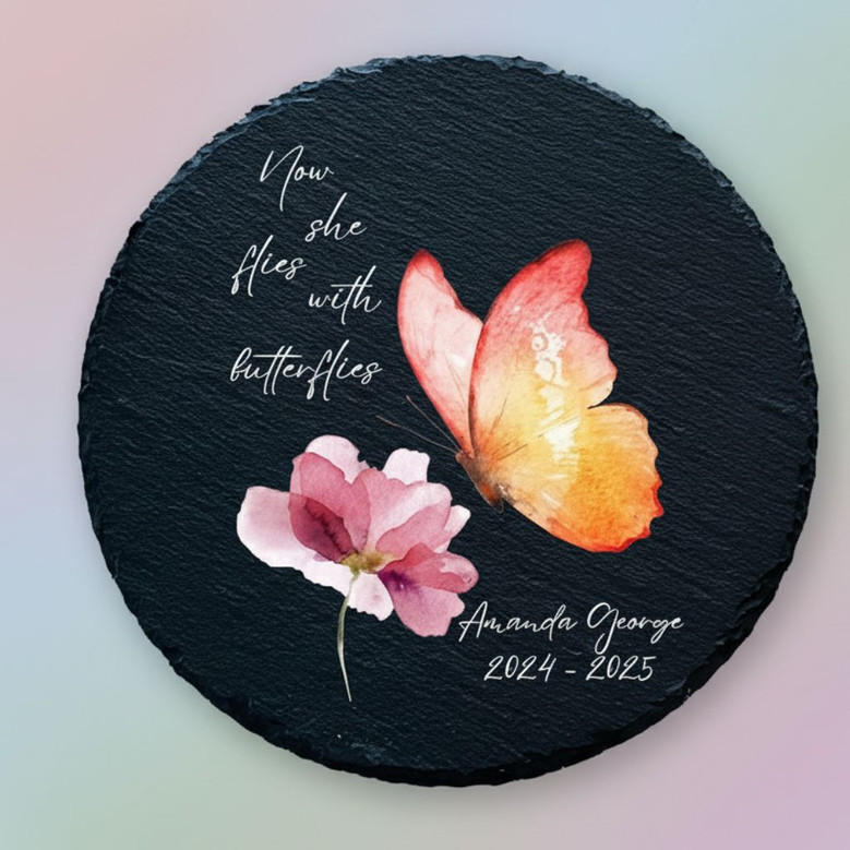 She Flies With Butterflies Heartfelt Memorial Garden Stone She Flies With Butterflies Heartfelt Memorial Garden Stone