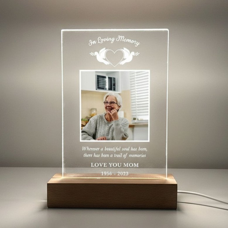 White Doves Night Light Serene Photo Memorial Tribute