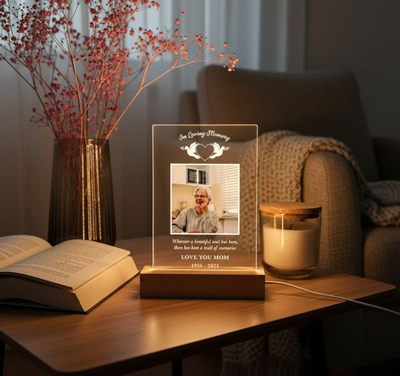 White Doves Night Light Serene Photo Memorial Tribute