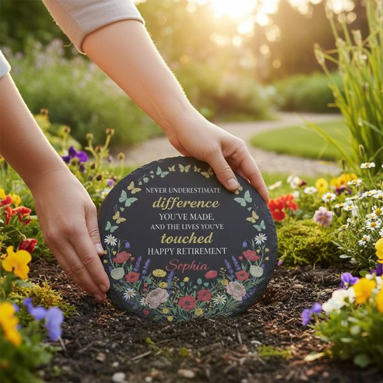 A Life in Bloom Custom Floral Memorial Garden Stone Slate A Life in Bloom Custom Floral Memorial Garden Stone Slate