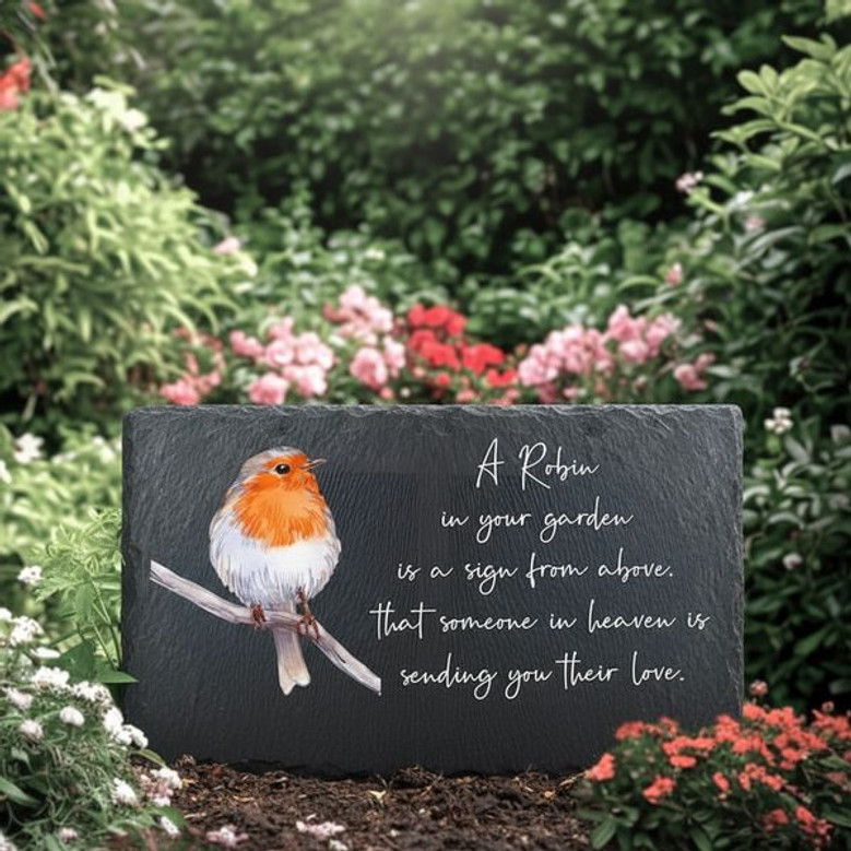 A Visit from Heaven Robin Memorial Garden Stone Sign