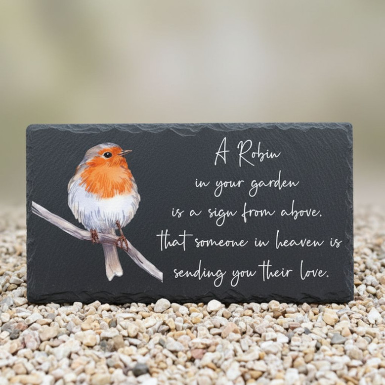 A Visit from Heaven Robin Memorial Garden Stone Sign