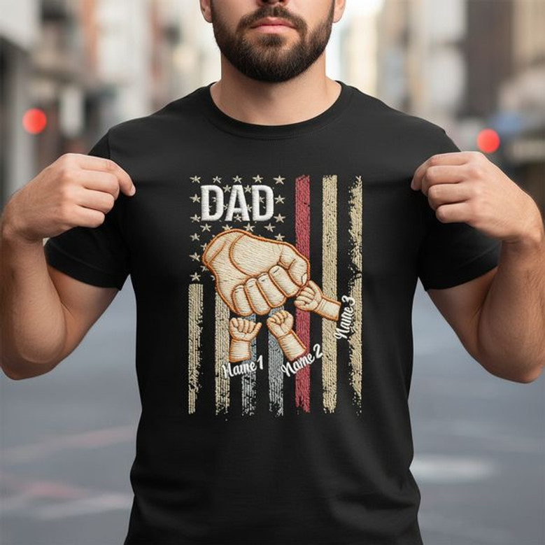 American Flag Best Dad Ever Embroidered Comfort Colors T-shirt