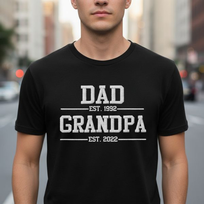 Beloved Dad Grandpa Est Embroidered Comfort Colors T-shirt