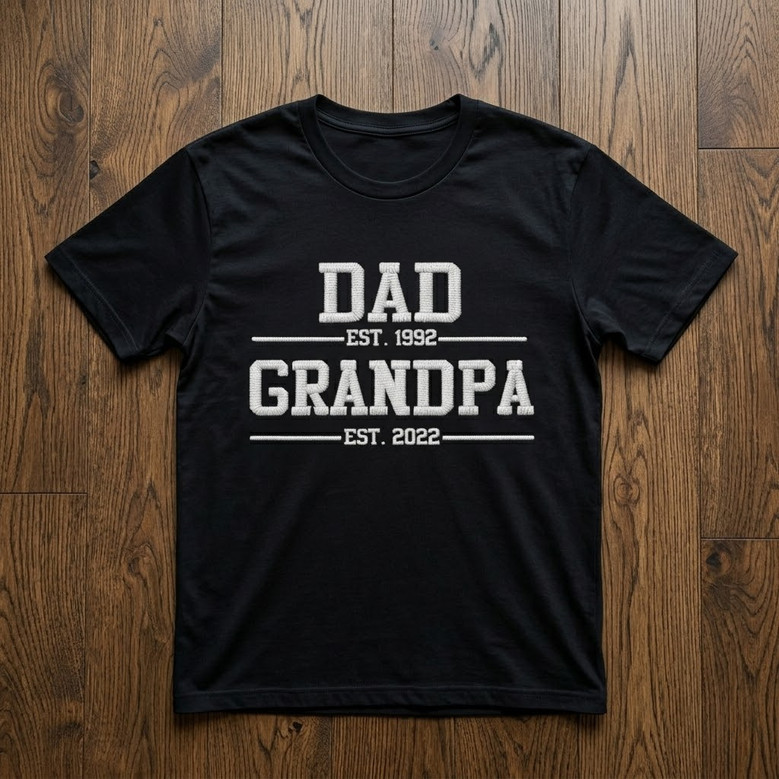 Beloved Dad Grandpa Est Embroidered Comfort Colors T-shirt