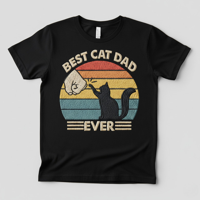 Best Cat Dad Ever Embroidered Comfort Colors T-shirt
