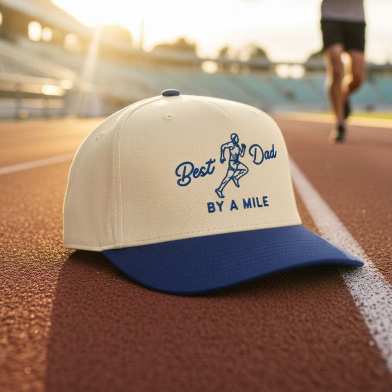 Best Dad By A Mile - Embroidered Mid Profile Baseball Cap