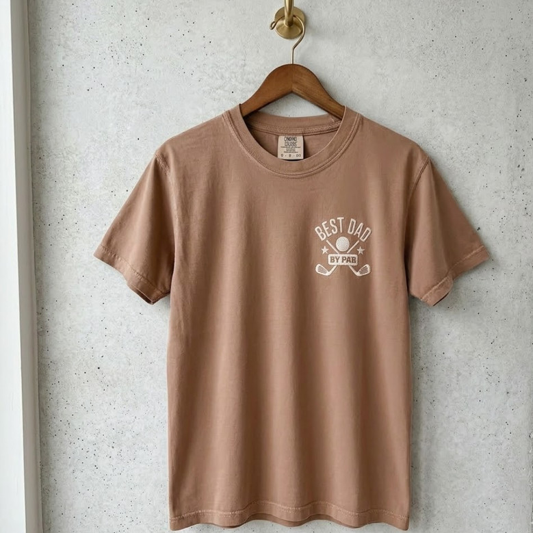 Best Dad By Par Embroidered Comfort Colors T-shirt Golf Gift