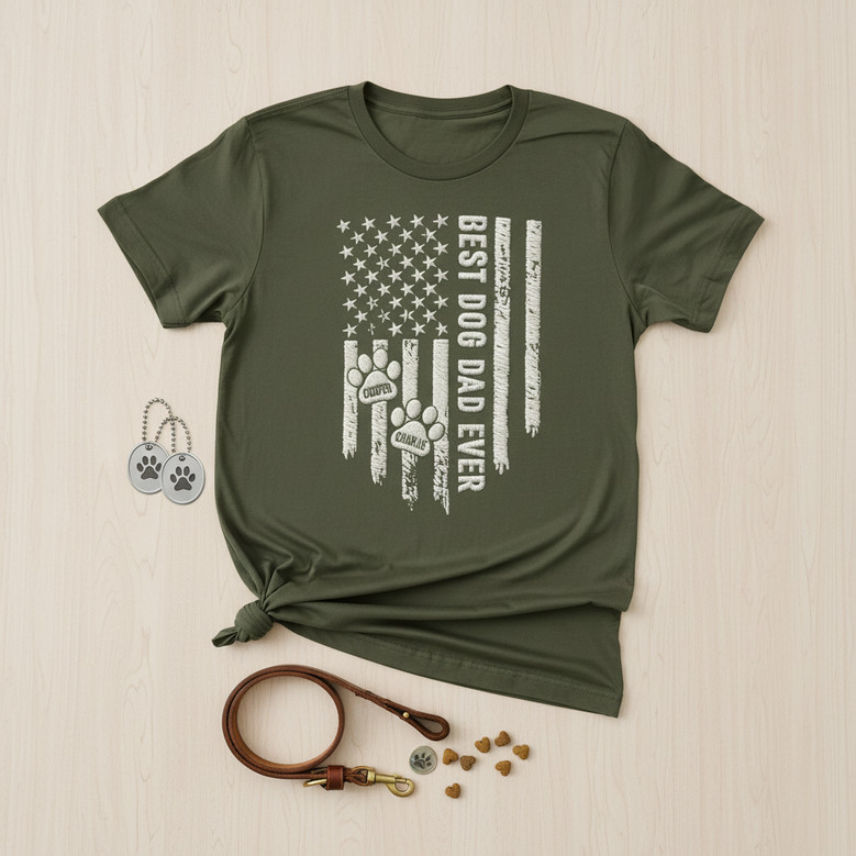 Best Dog Dad Ever Embroidered Comfort Colors T-shirt