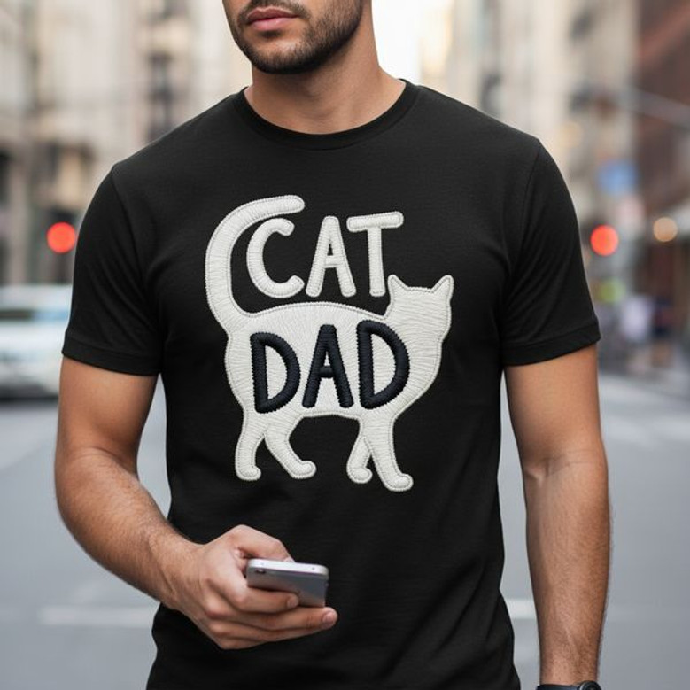 Cherished Cat Dad Embroidered Comfort Colors T-shirt