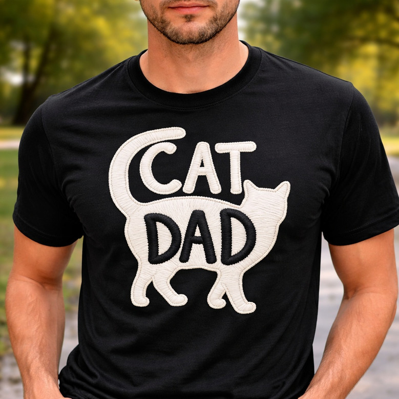 Cherished Cat Dad Embroidered Comfort Colors T-shirt