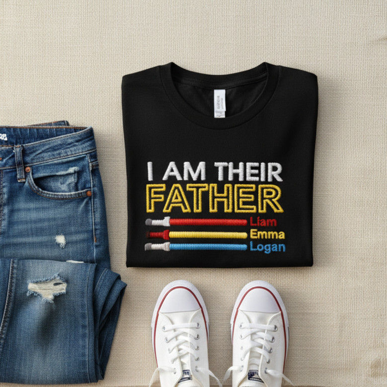 Custom Galaxy Father Embroidered Comfort Colors T-shirt