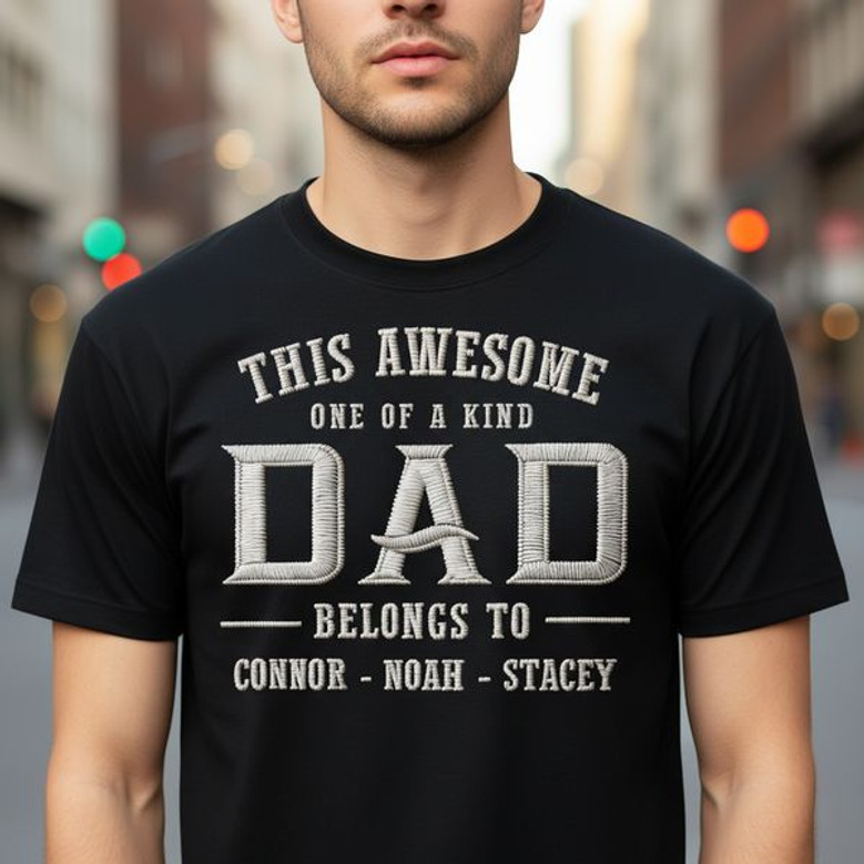 Custom Kid Name Embroidered Comfort Colors T-shirt for Dad