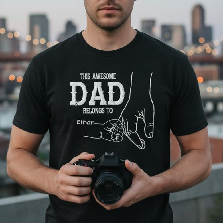 Custom Name & Number Dad Embroidered Comfort Colors T-shirt Custom Name & Number Dad Embroidered Comfort Colors T-shirt