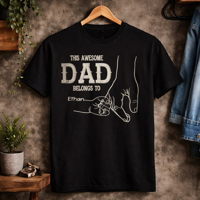 Custom Name & Number Dad Embroidered Comfort Colors T-shirt Custom Name & Number Dad Embroidered Comfort Colors T-shirt