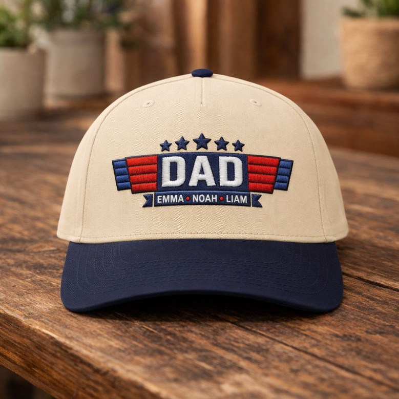 Custom Papa Names - Embroidered Mid Profile Baseball Cap