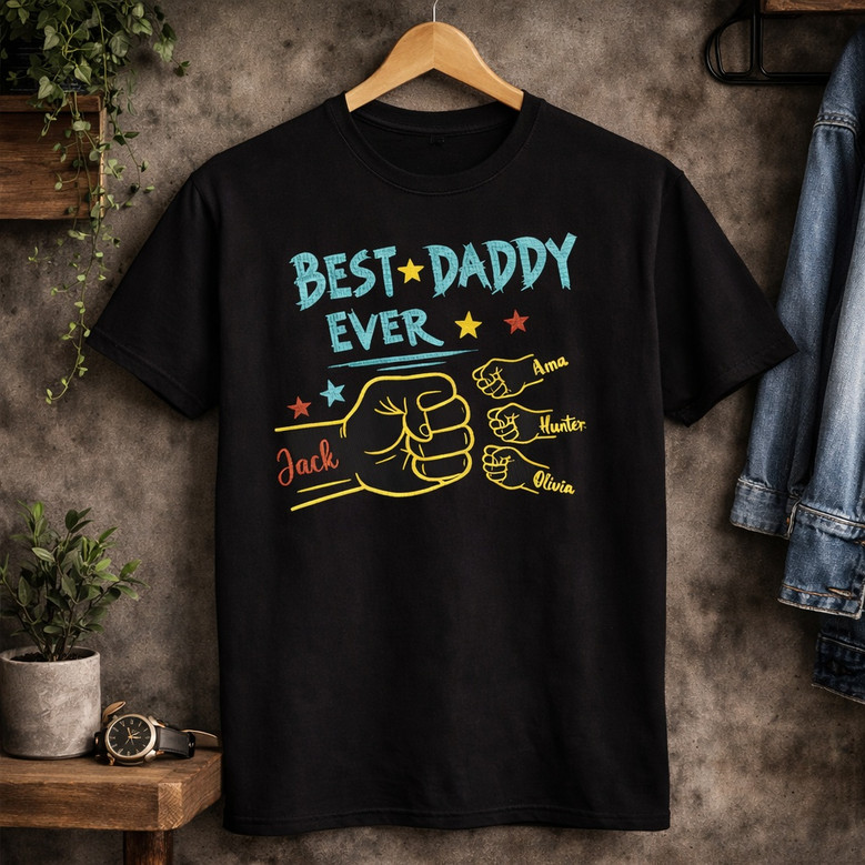 Dad's Eternal Fist Bump Embroidered Comfort Colors T-shirt