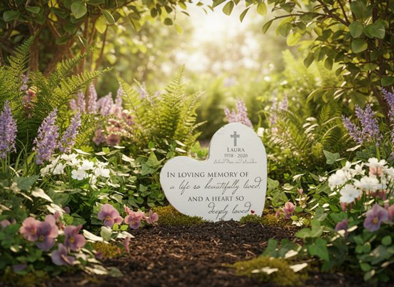Deeply Loved Tribute Custom Heart Memorial Garden Stone Deeply Loved Tribute Custom Heart Memorial Garden Stone