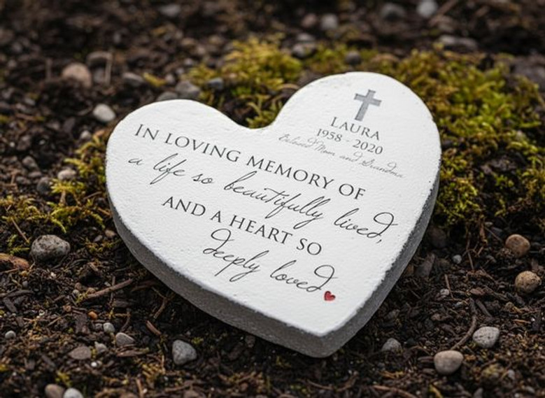 Deeply Loved Tribute Custom Heart Memorial Garden Stone Deeply Loved Tribute Custom Heart Memorial Garden Stone
