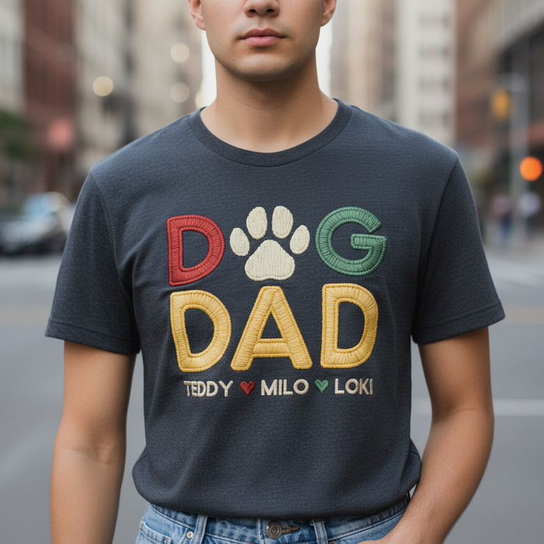 Dog Dad's Custom Embroidered Comfort Colors T-shirt Dog Dad's Custom Embroidered Comfort Colors T-shirt