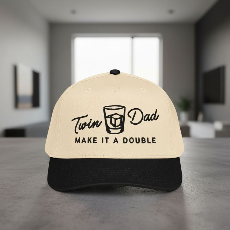 Double Martini Twin Dad - Embroidered Mid Profile Baseball Cap
