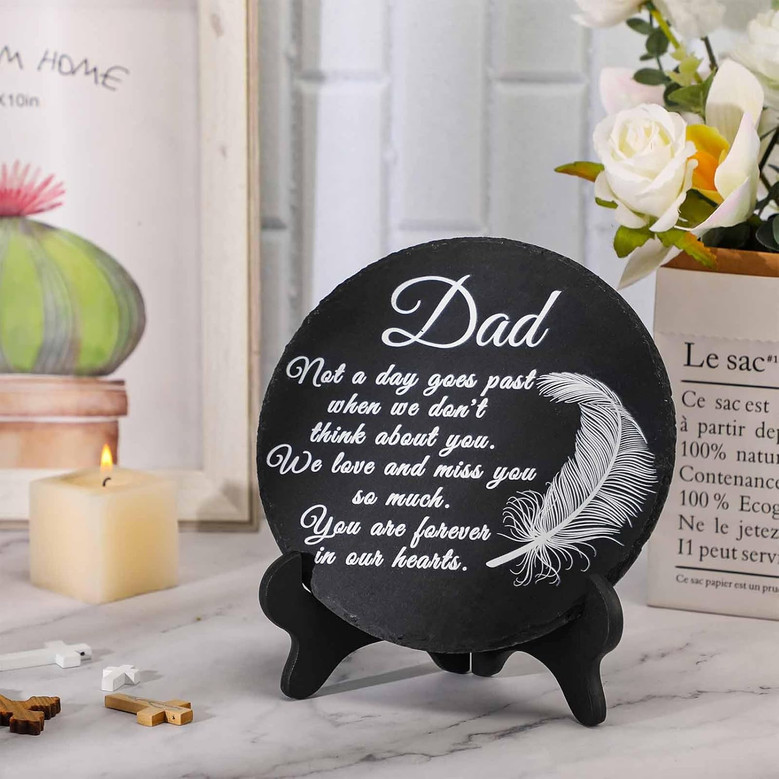 Eternal Feather Tribute Dad Memorial Garden Stone with Bracket Eternal Feather Tribute Dad Memorial Garden Stone with Bracket