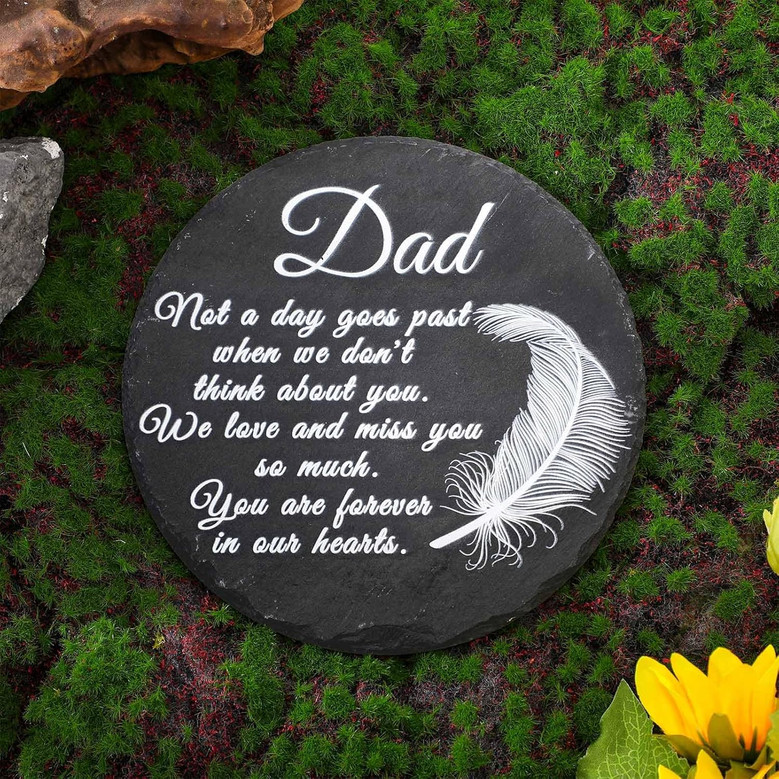 Eternal Feather Tribute Dad Memorial Garden Stone with Bracket Eternal Feather Tribute Dad Memorial Garden Stone with Bracket