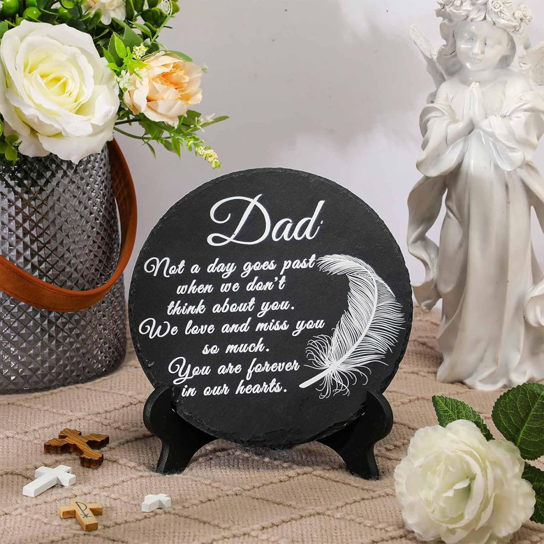 Eternal Feather Tribute Dad Memorial Garden Stone with Bracket Eternal Feather Tribute Dad Memorial Garden Stone with Bracket