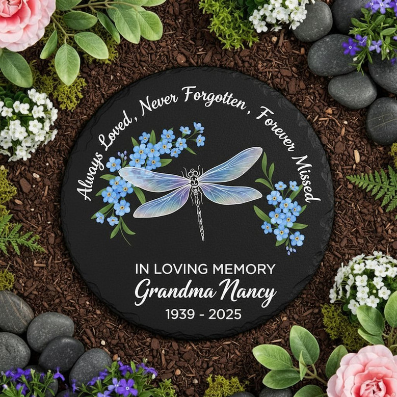 Garden Floral Tribute Dragonfly Memorial Garden Stone