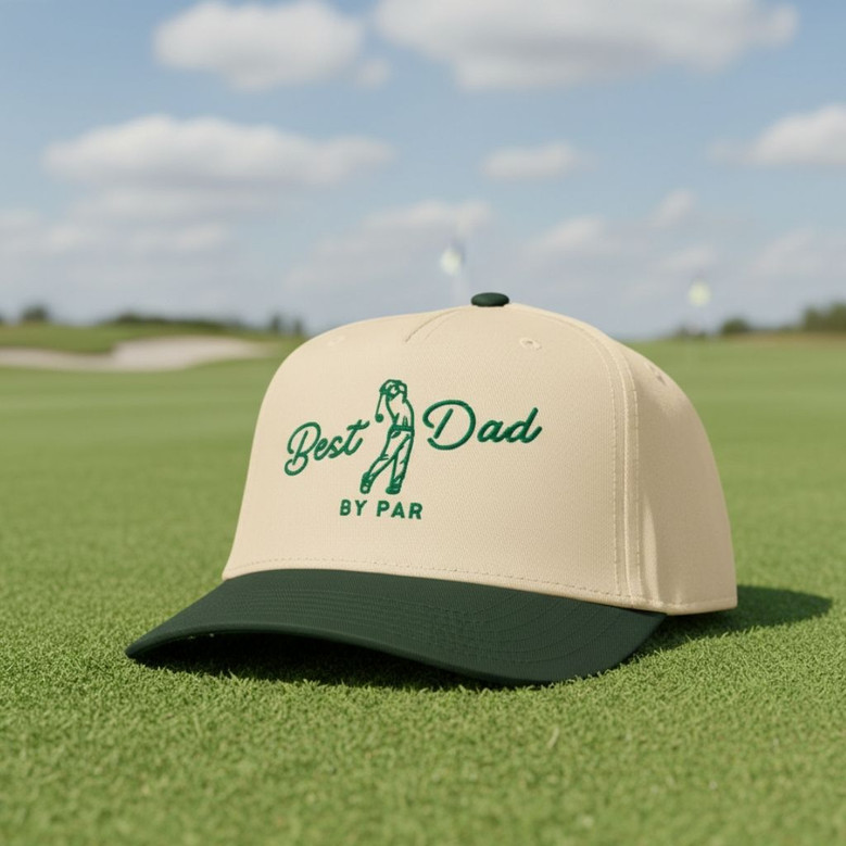 Golfing Pro Embroidered Mid Profile Baseball Cap - Best Dad by Par