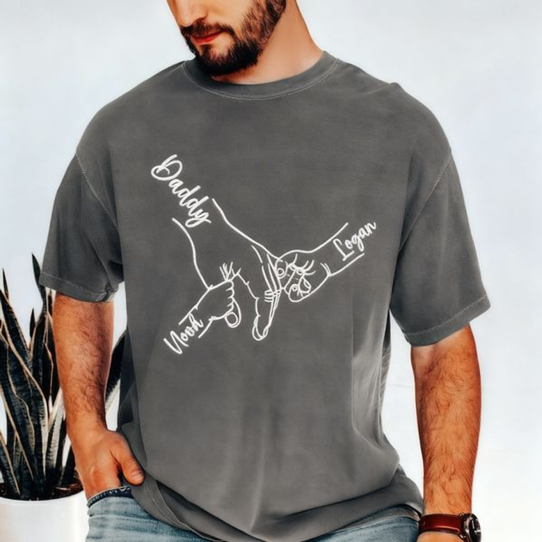Hand-in-Hand Dad Embroidered Comfort Colors T-shirt